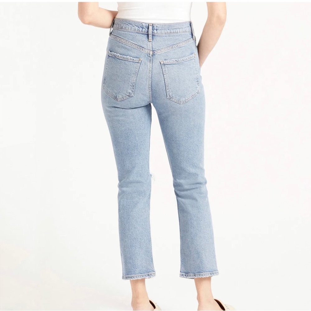 AGOLDE Riley High Rise Straight Crop Button Fly Whiplash Distressed Size 30 NWOT